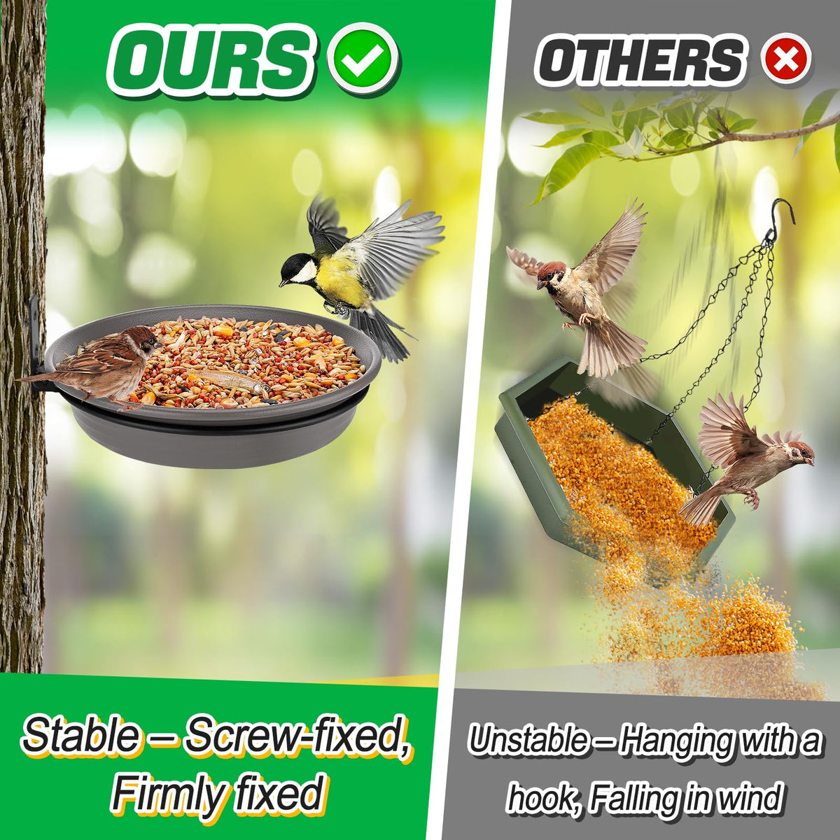Alphatool bird bath and feeder tray, 8.3 inch diameter, for birds' hydration and feeding.