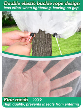 Alphatool protection netting blocks birds and insects from fruit trees.