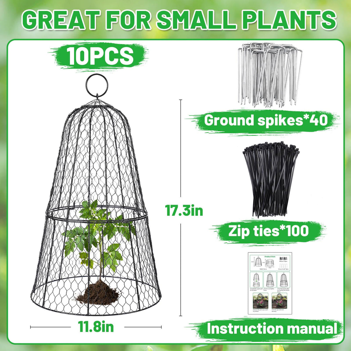 Alphatool cloche canopy setup protects small seedlings in garden.