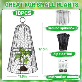 Alphatool cloche canopy setup protects small seedlings in garden.