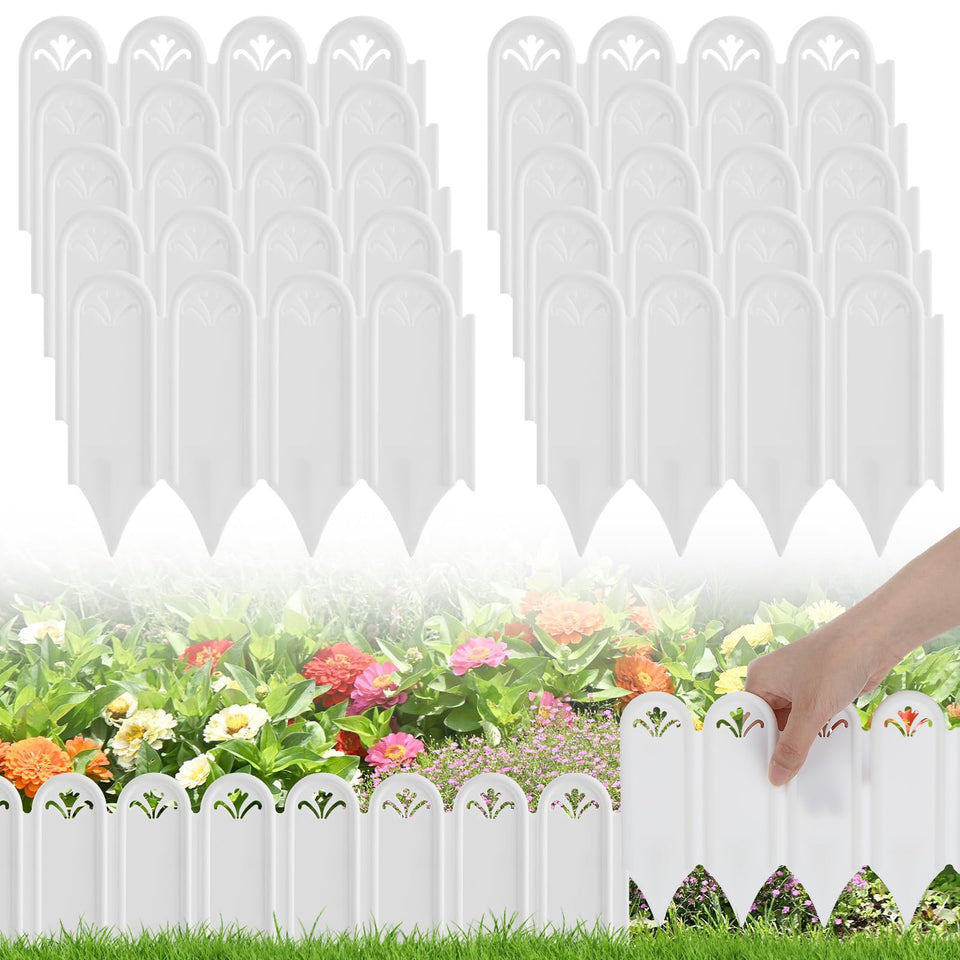 Alphatool connectable edging panel white shows simple lawn border setup