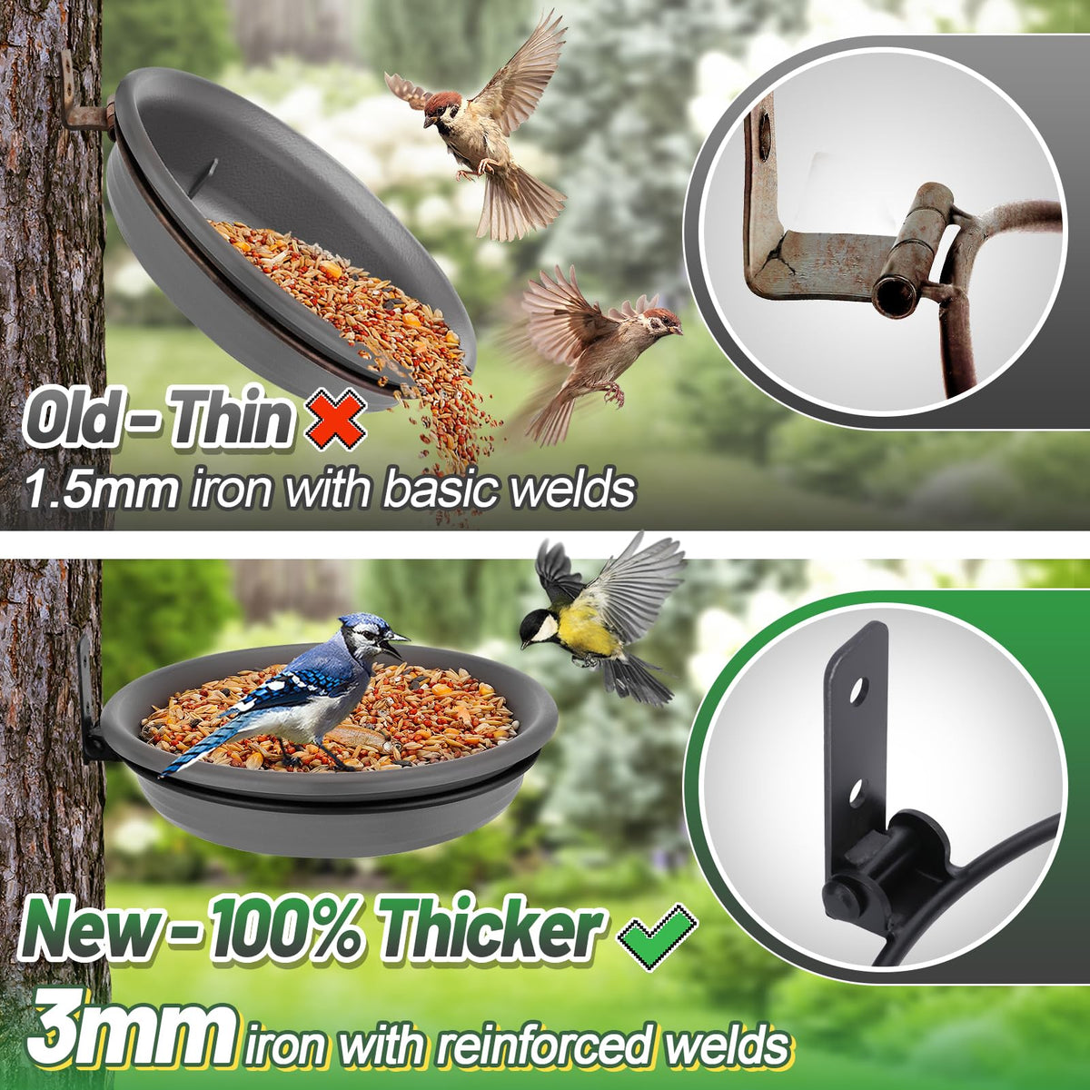 Alphatool foldable bird feeder tray stored compactly after use.