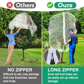 Alphatool netting with drawstrings secures around the base of a young tree.