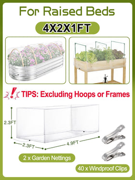 Alphatool raised-bed netting in garden demonstrating versatility