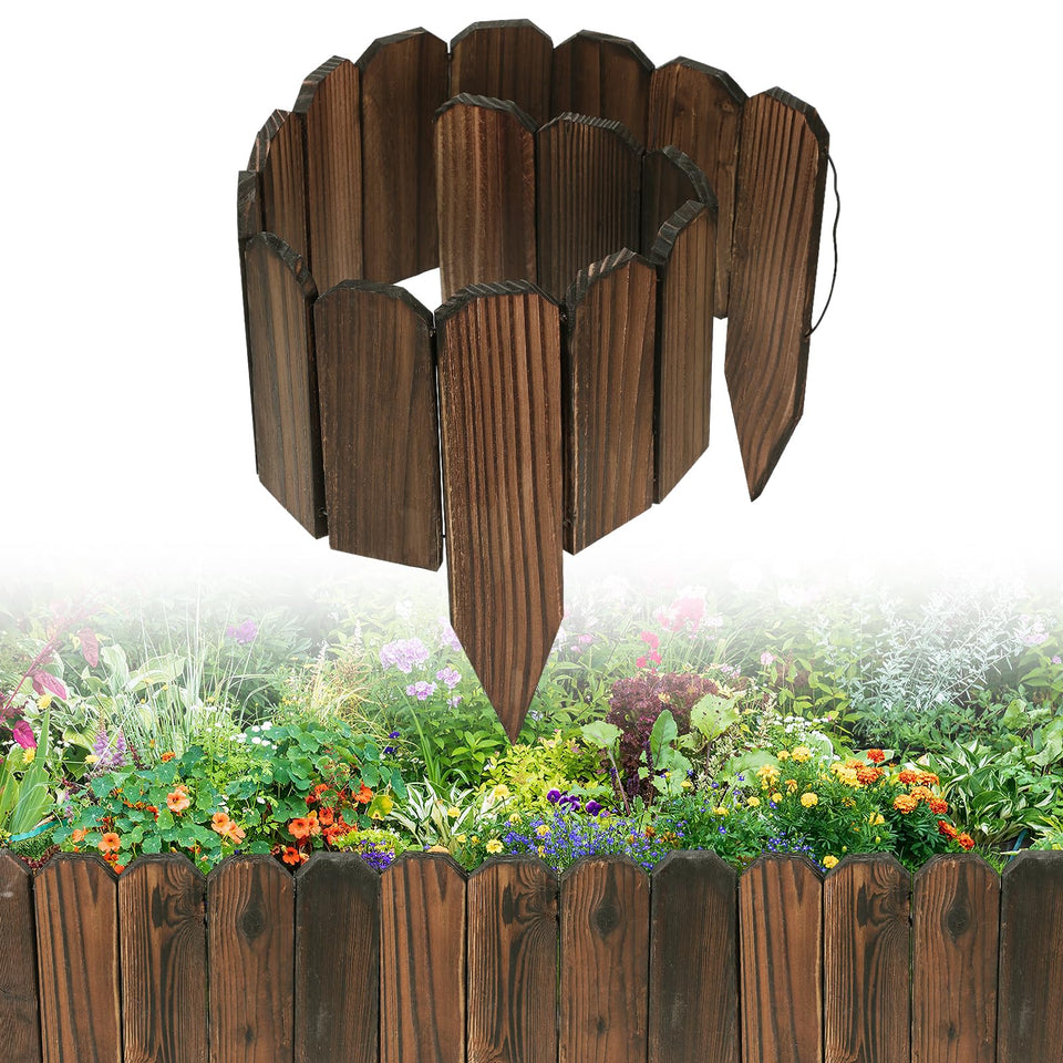 Alphatool Rustic Pine Edge front view shows sturdy border for neat garden organization