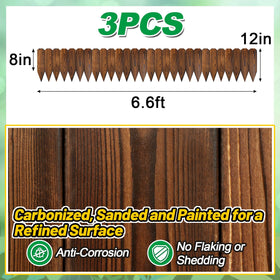 Alphatool Rustic Pine Garden Fence three pieces of 6.6 ft each totaling 19.8 ft
