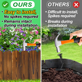 Alphatool rustic pine garden fence panel 3 demonstrates easy soil insertion and quick setup