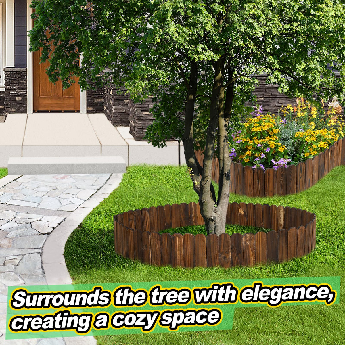 Alphatool rustic pine garden fence panel 5 emphasizes weather resistance and fade-free appearance