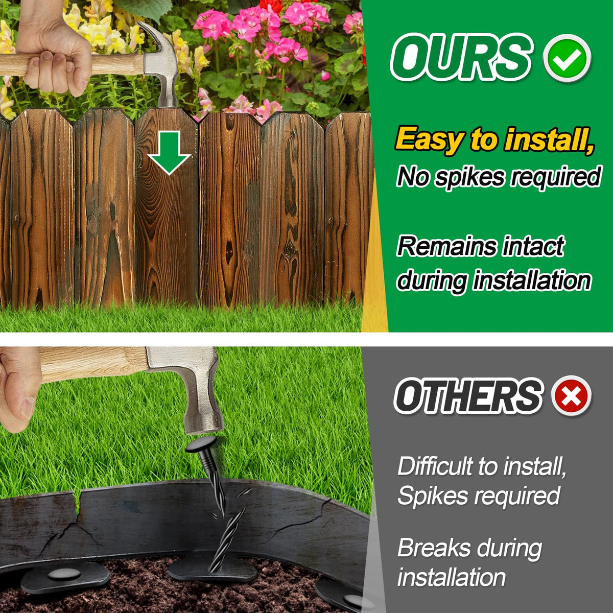 Alphatool Rustic Pine edging demonstrates curved layout flexibility for borders