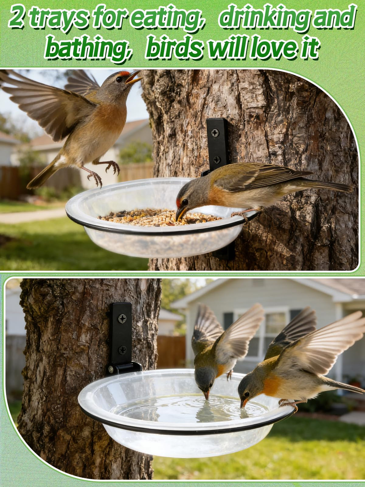 Alphatool windproof bird feeder tray fence-mount with durable ring for outdoor use.