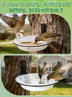 Alphatool windproof bird feeder tray fence-mount with durable ring for outdoor use.