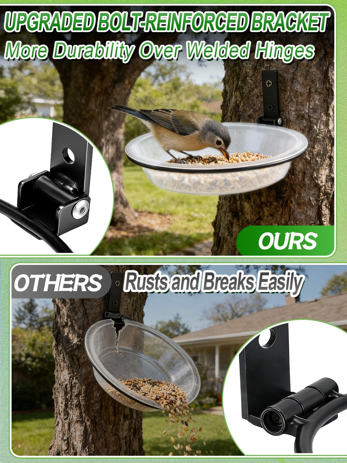 Alphatool windproof bird feeder tray deck attachment for quick garden setup.