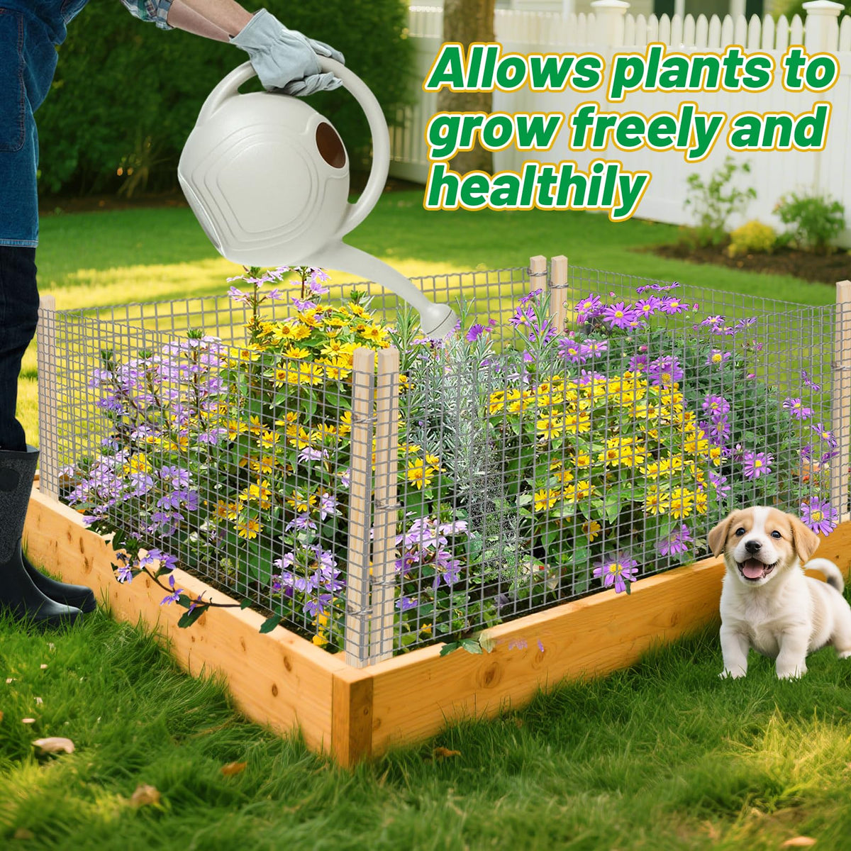 Alphatool wire-mesh-sheet-190x16in durable mesh surrounds raised beds