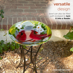 Alpine glass birdbath with 4-liter capacity for multiple birds.