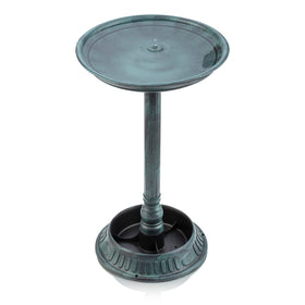 Alpine birdbath planter-pedestal; tall 25-inch centerpiece for birds and flowers.