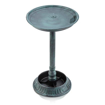 Alpine birdbath planter-pedestal; tall 25-inch centerpiece for birds and flowers.