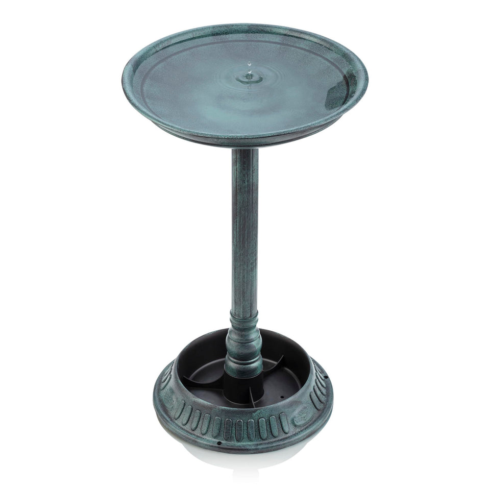 Alpine birdbath planter-pedestal; tall 25-inch centerpiece for birds and flowers.