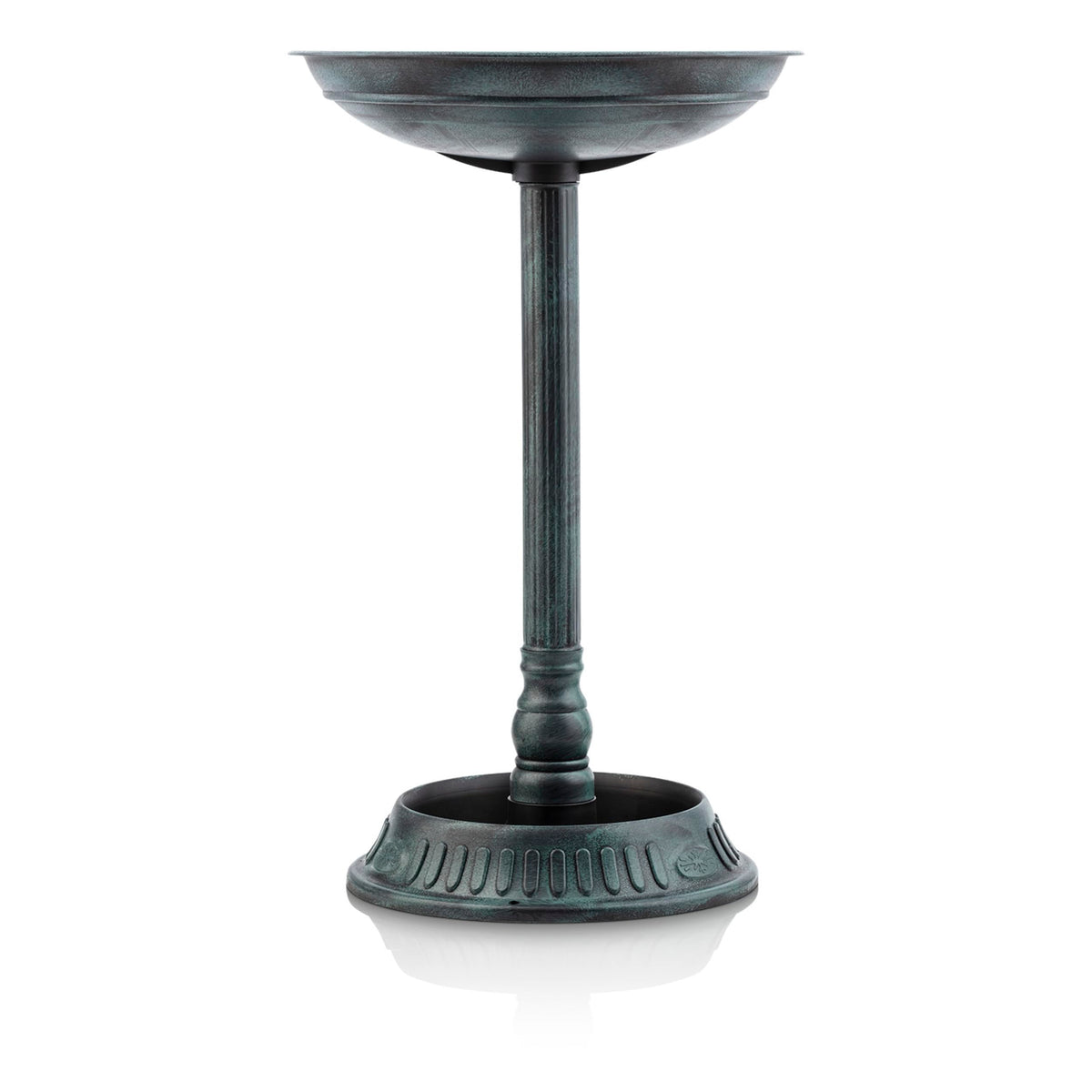 Alpine birdbath stable-base-green-wind: prevents tipping in breezy conditions.