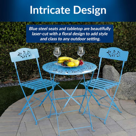 Alpine Bistro Set compact-dining-area blue finish suits balconies and breakfast nooks.