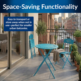 Alpine Bistro Set easy-clean surface stays looking fresh with mild soap.