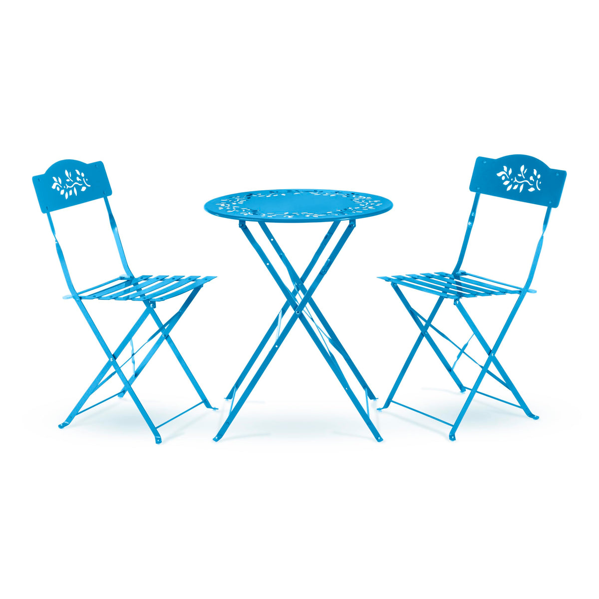 Alpine Bistro Set folding table blue provides a stable outdoor dining surface for small spaces.