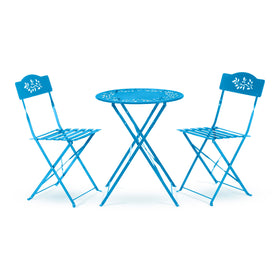 Alpine Bistro Set folding table blue provides a stable outdoor dining surface for small spaces.