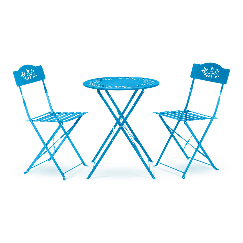Alpine Bistro Set folding table blue provides a stable outdoor dining surface for small spaces.