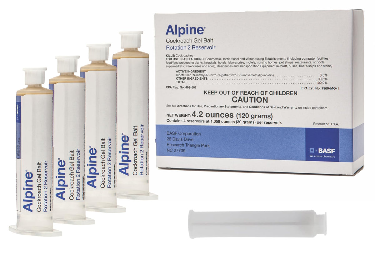 Alpine Cockroach Gel Bait Rotation 2 Reservoir packaging ready for commercial deployment.