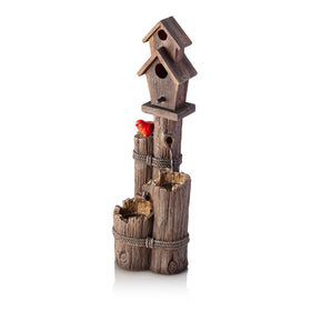 Alpine Corporation 35-inch tall fountain stands as a centerpiece for garden or patio