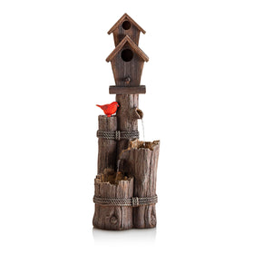 Alpine Corporation cardinal perched detail adds a bright focal point to rustic spaces