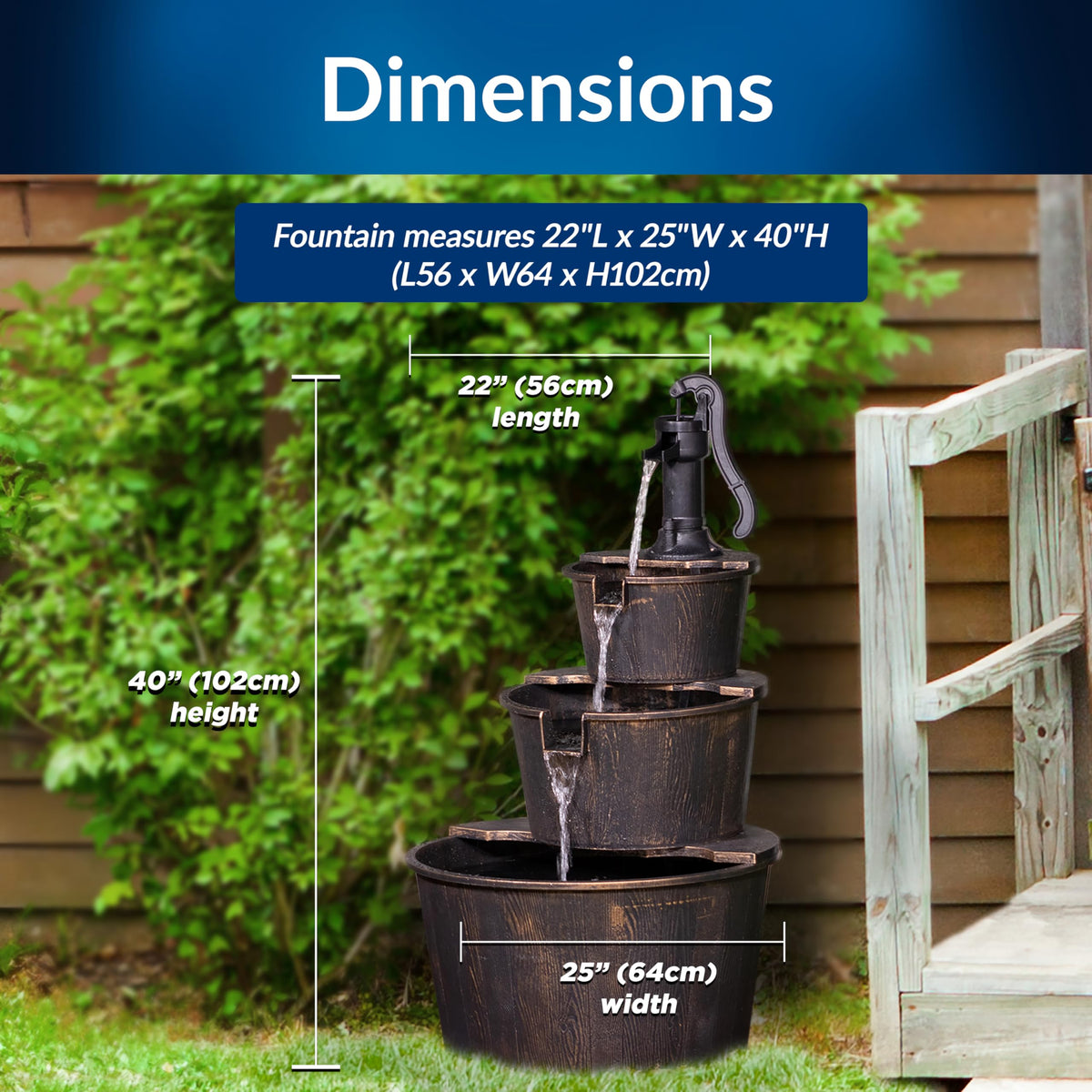 Alpine weather-resistant plastic fountain stays durable through seasons on decks and patios