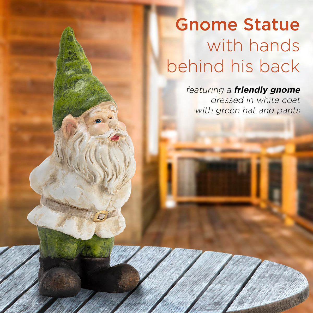 Alpine Corporation gnome statue in bright colors accents front yard