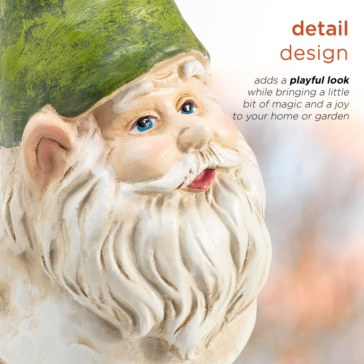 Alpine Corporation 12-inch gnome is ideal for decks and entryways