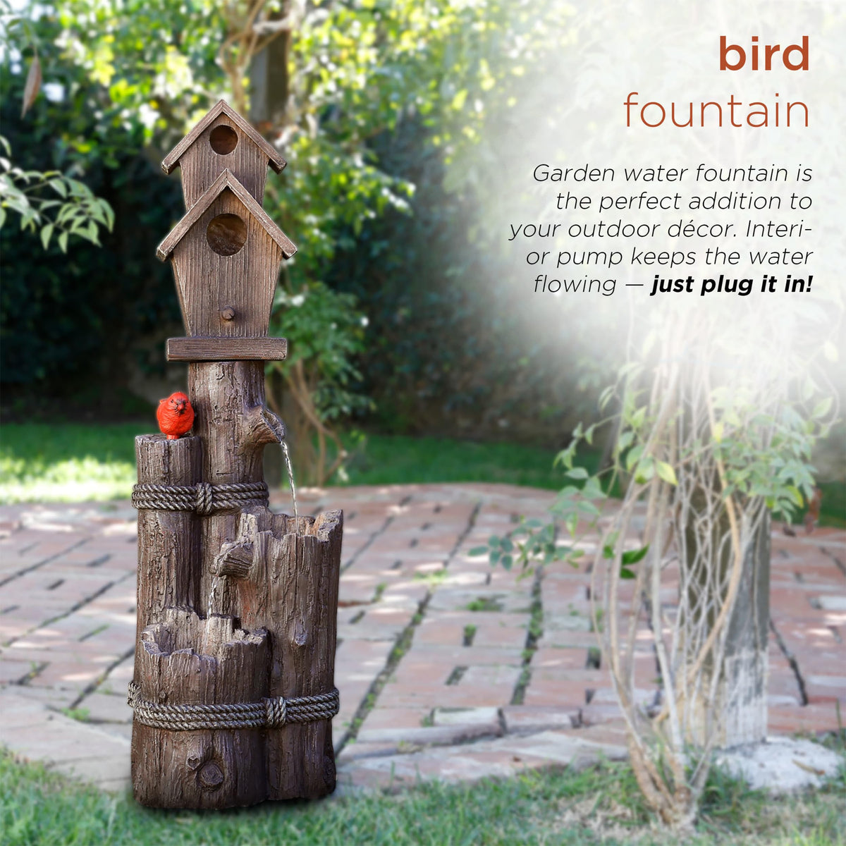 Alpine Corporation outdoor fountain adds rustic patio decor to yards and decks