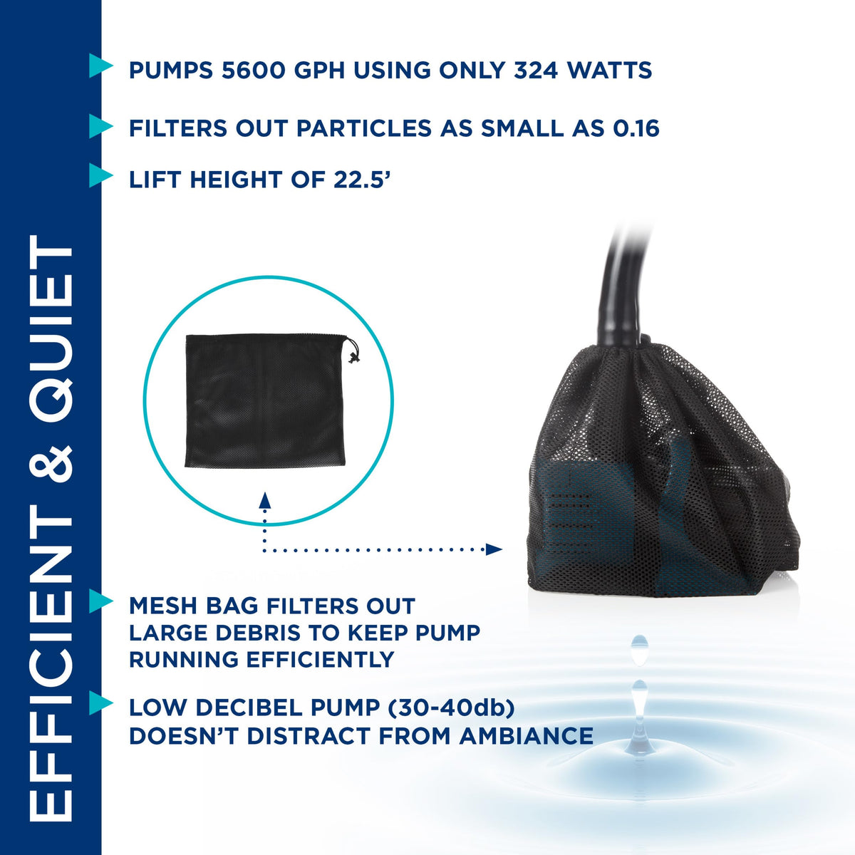 Alpine PEG5600 pump in action delivering strong water flow for a fountain