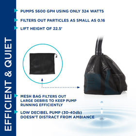 Alpine PEG5600 pump in action delivering strong water flow for a fountain