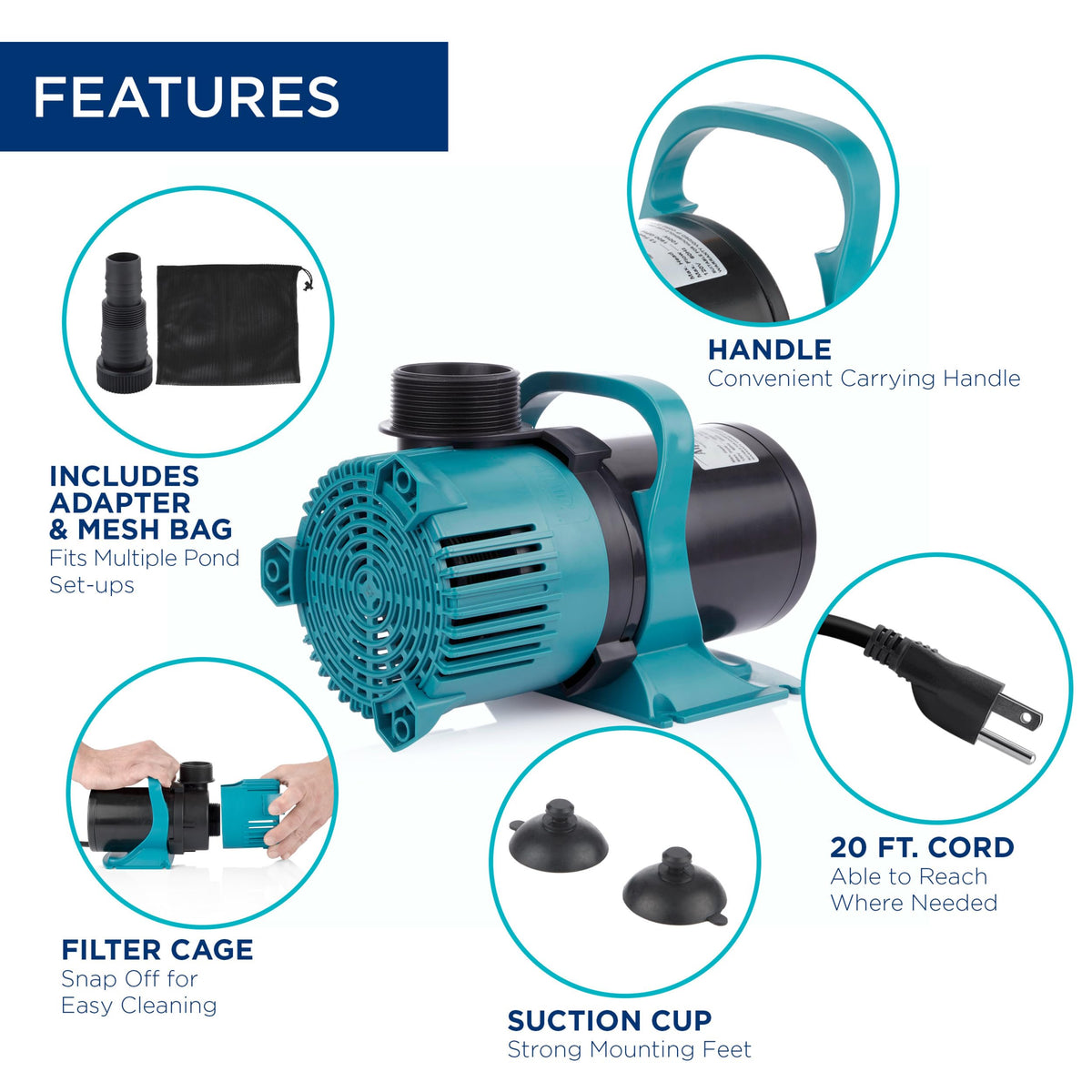 Alpine PEG5600 pump vertical installation for flexible water feature setup