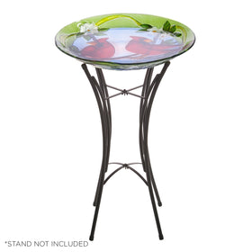 Durable glass Alpine birdbath designed for year-round outdoor use.