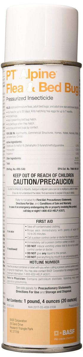 Alpine Flea & Bed Bug pressurized insecticide can for fast room treatment