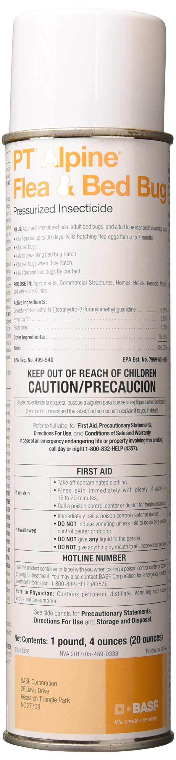 Alpine Flea & Bed Bug pressurized insecticide can for fast room treatment