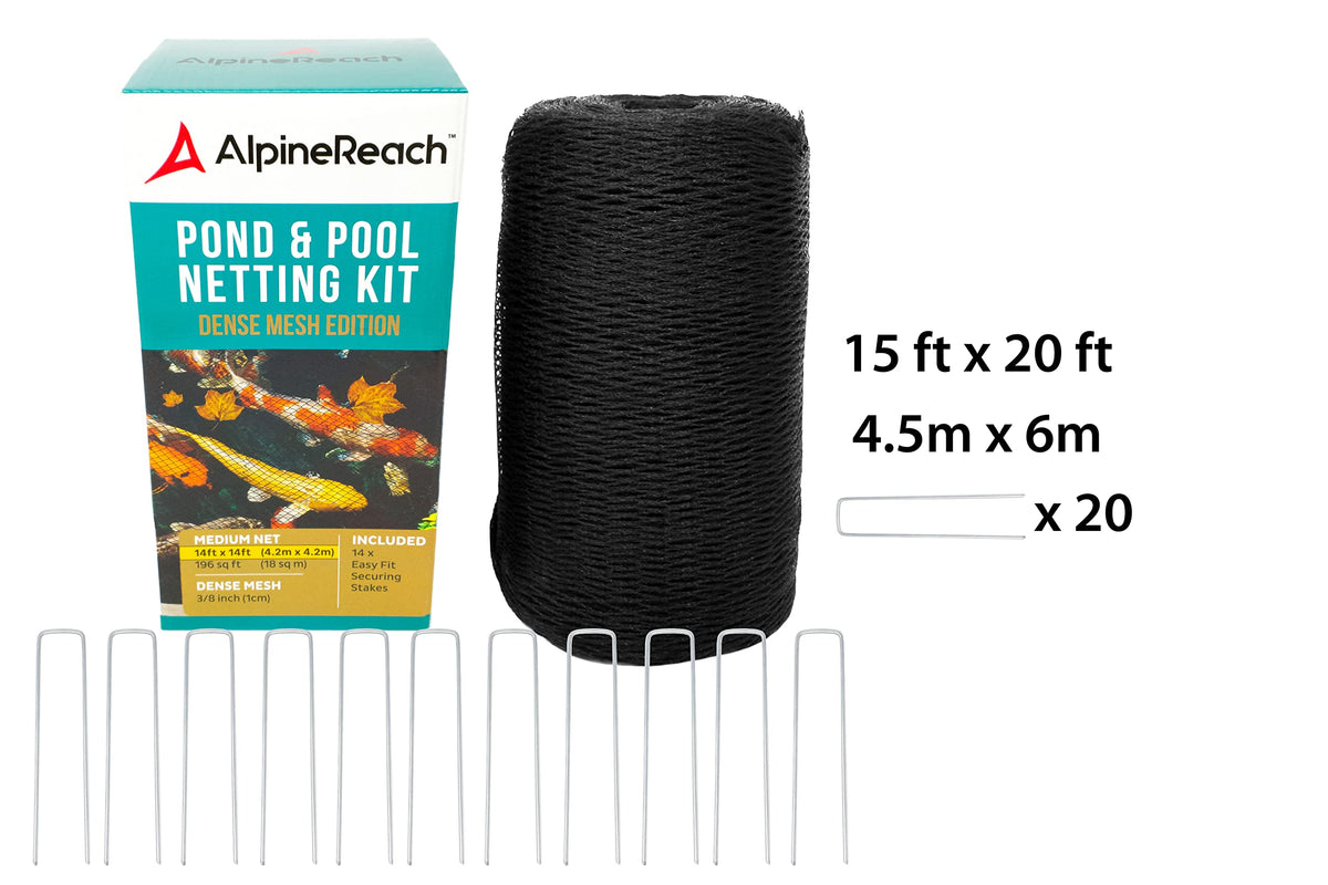 AlpineReach 20 steel staples secure the net along pond edges for durable setup