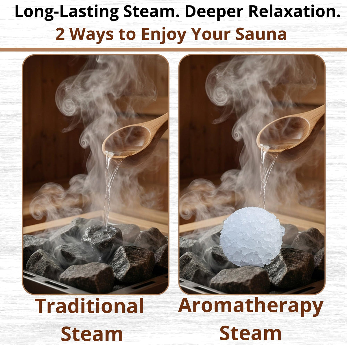 ALPOYA cedar ladle pouring water for controlled steam.