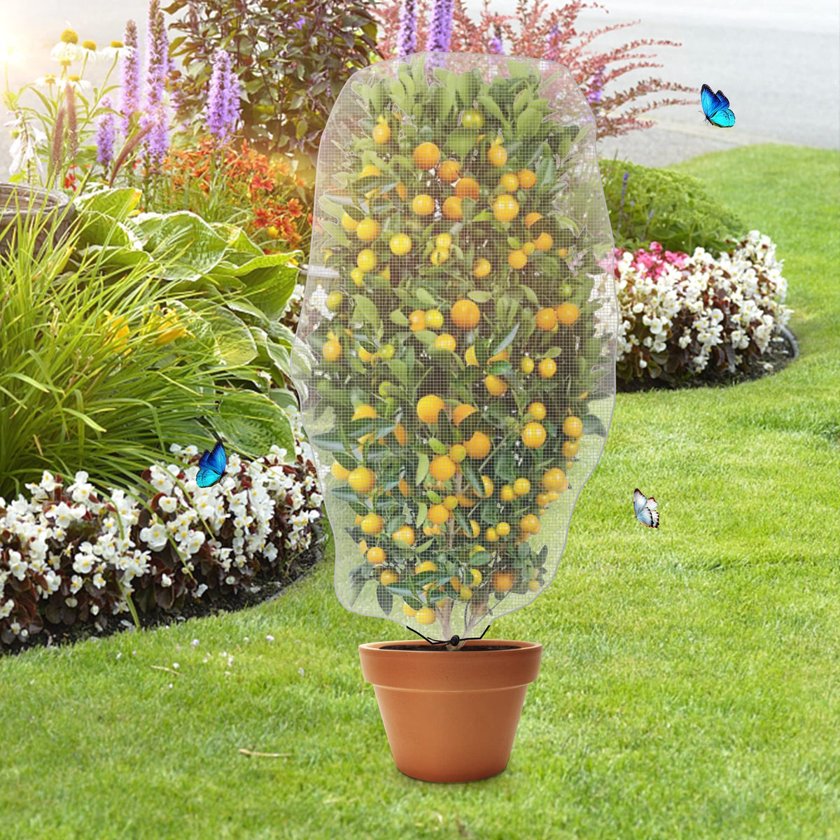 Alpurple durable mesh garden netting protects plants while staying breathable and reusable.