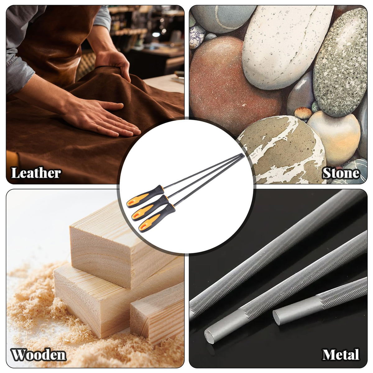 Alrhso ergonomic plastic-handle sharpening tool offers comfortable grip during use.