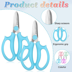 Alrhso floral scissors with blue handles ideal for pruning stems during gardening.