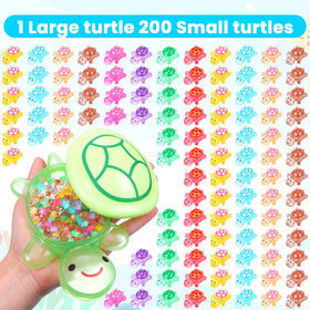 The large glowing turtle stands out in dusk terrarium displays.