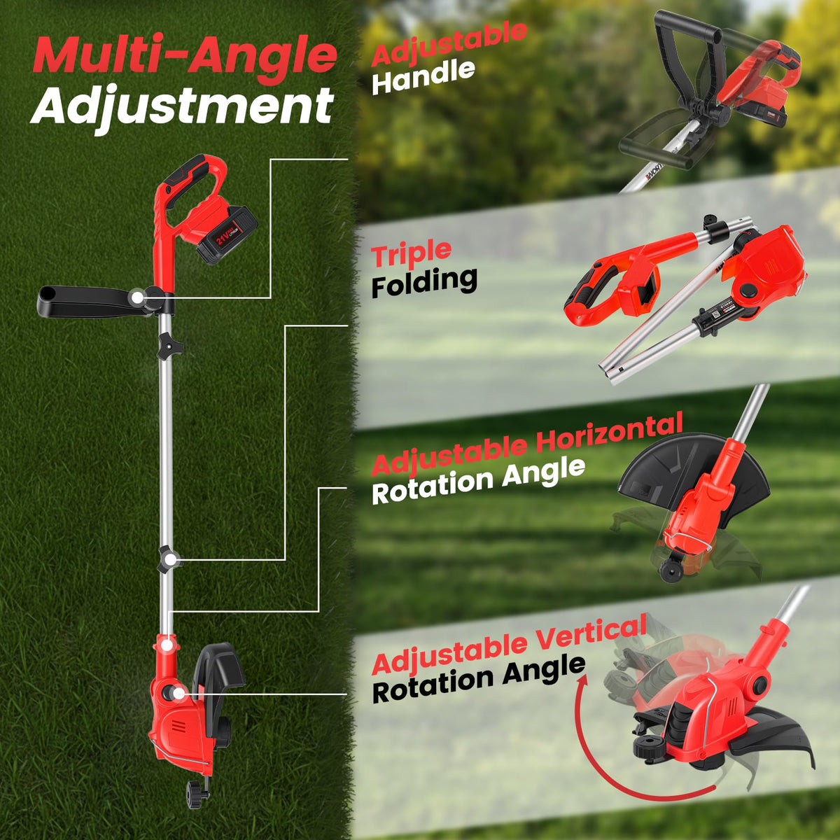 ALSO GO 21V trimmer in edger mode delivering sharp sidewalk edges