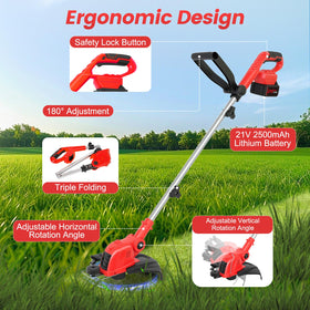 ALSO GO 21V cordless trimmer with two batteries supports extended yard work