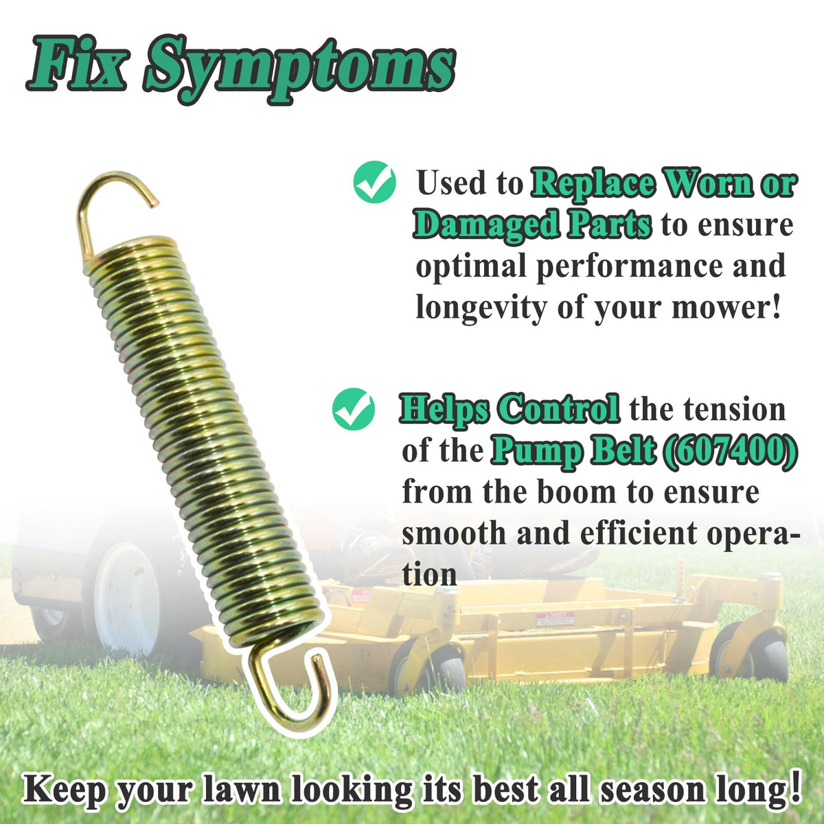 Alsoyixia replacement springs withstand tough mowing conditions for lasting mower performance.