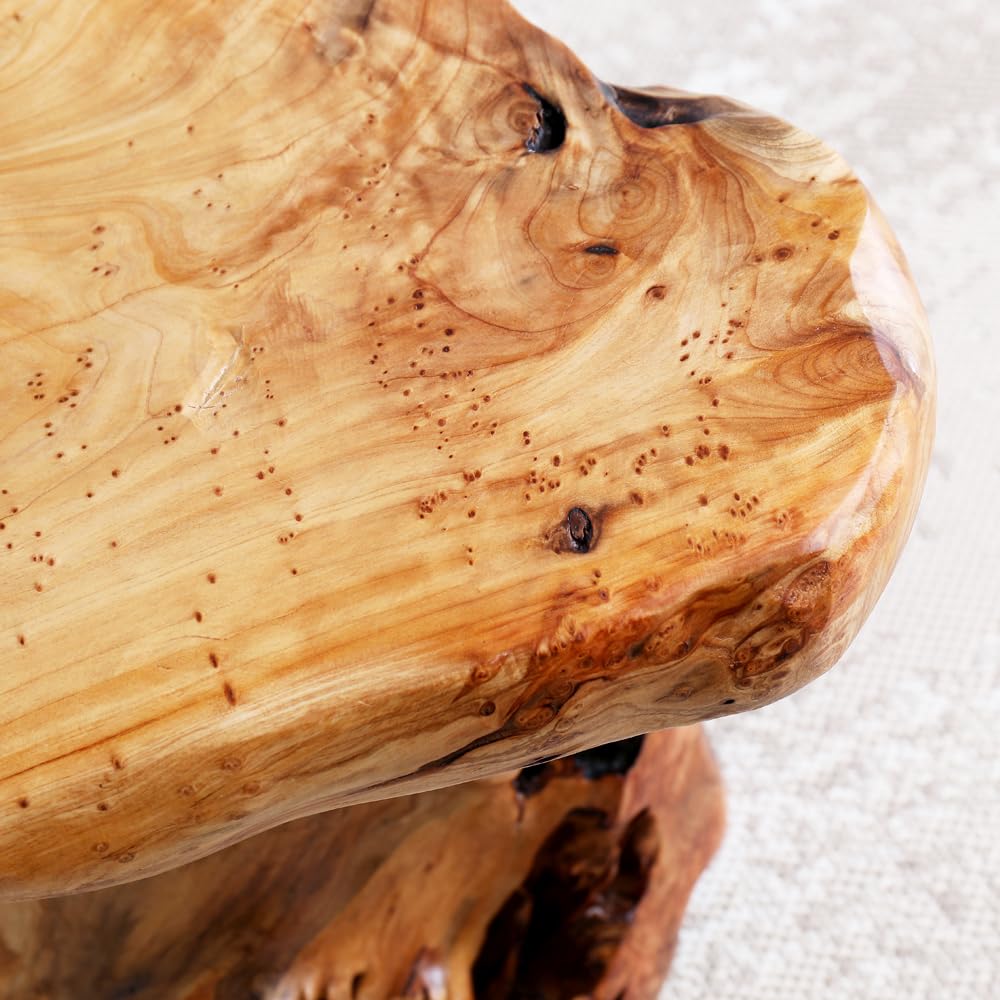 ALTERMATE cedar stool suitable for outdoor patio with weathered elegance